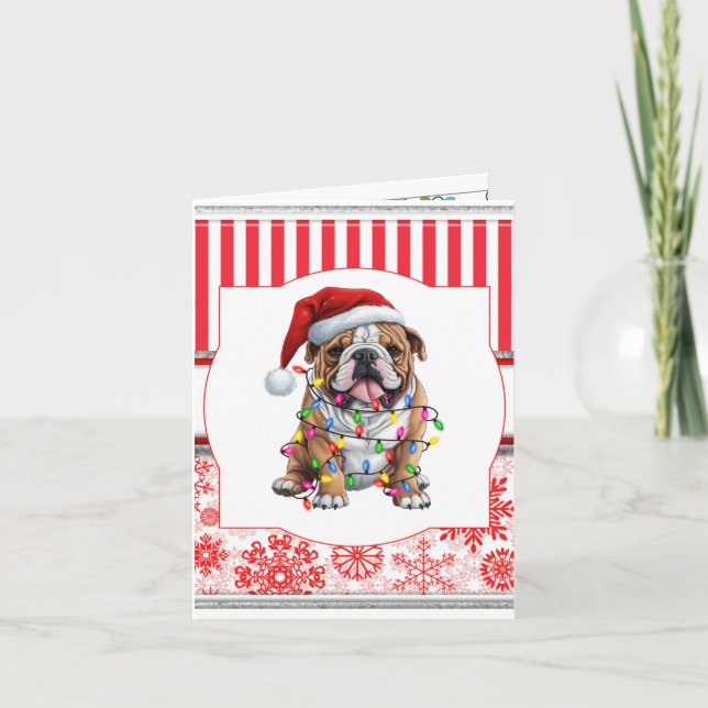 Carte Joyeux Woofmas Salutation Bouledogue (Devant)