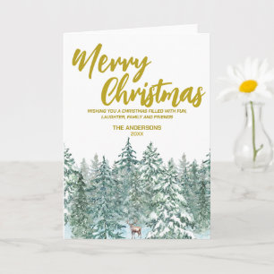 Carte Joyeux xmas forêt Moose script Holiday