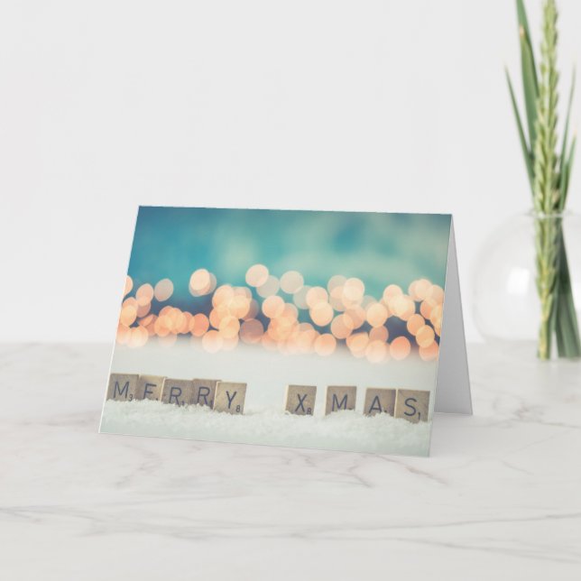 Carte Joyeux Xmas Mot Carreaux amusant et jeux Whimsical (Devant)