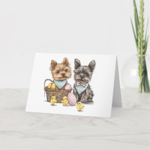 Carte Joyeux Yorkshire Terrier Chiens de Pâques