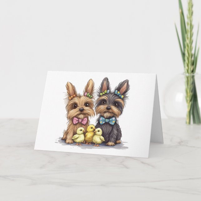 Carte Joyeux Yorkshire Terrier Chiens de Pâques (Devant)