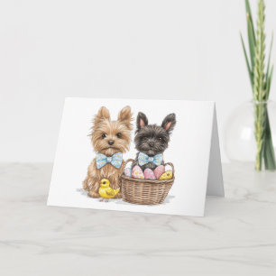 Carte Joyeux Yorkshire Terrier Chiens de Pâques