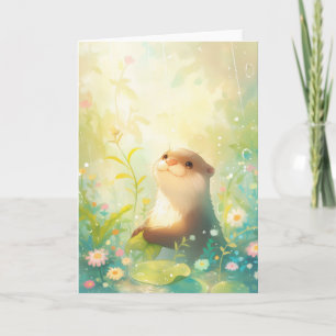 Carte Joyful Otter dans un pays des merveilles florales 