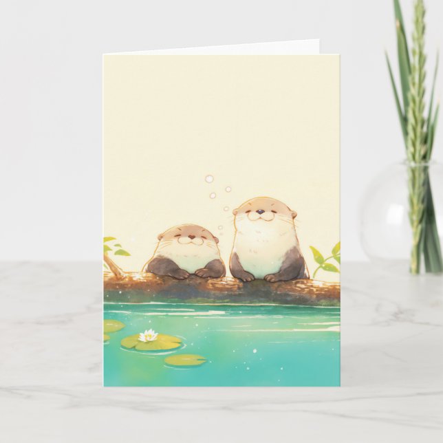 Carte Joyful Otter Duo by the Water (Devant)