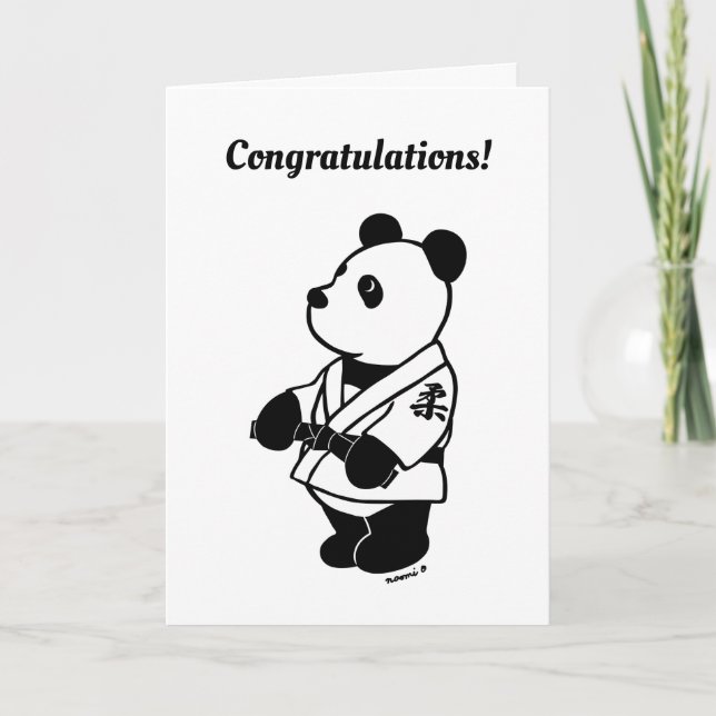 Carte Judo Panda Dessin Animé avec un Félicitations Cein (Devant)