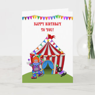 Carte Juggling Clown, Circus Tent, Birthday