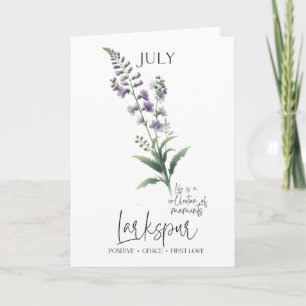 Carte Juillet Anniversaire Mois de naissance Fleur Larks