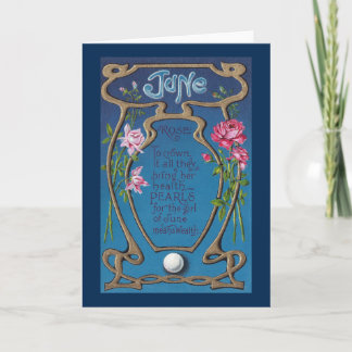 Carte Juin Anniversaire Perle et Rose