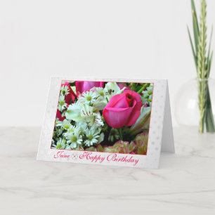 Carte Juin Étonnant rose rose Rose Anniversaire Mois