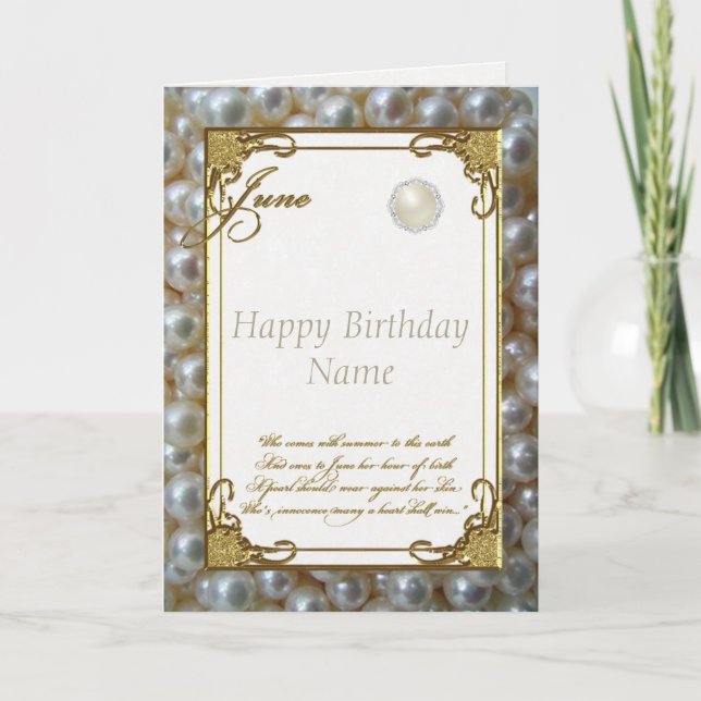 Carte Juin Pearl Birthstone Birthday Card (Devant)