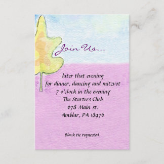 Carte juive de partie de bat mitzvah d'aquarelle