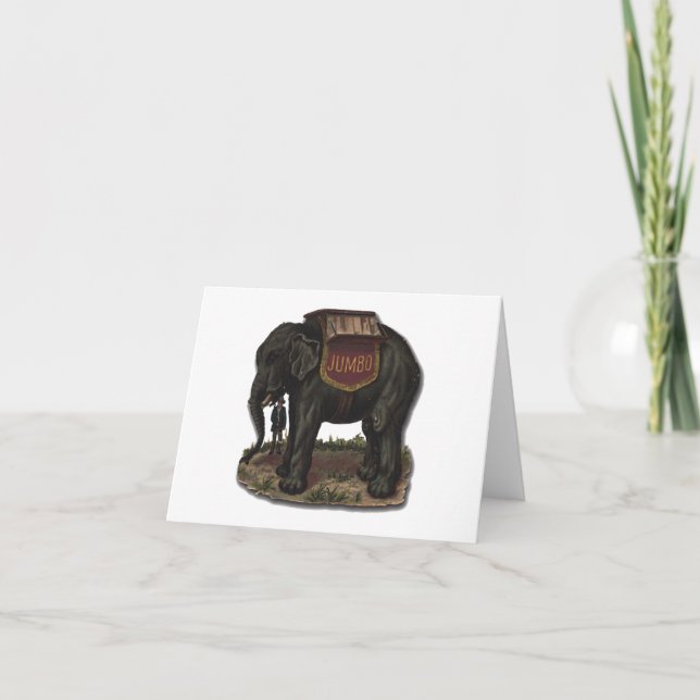 Carte Jumbo Circus Elephant Retro Die-Cut vintage (Devant)