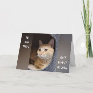 CARTE *JUMEAU* MIAOU DIT CHATON CHAT POUR TON ANNIVERSAI
