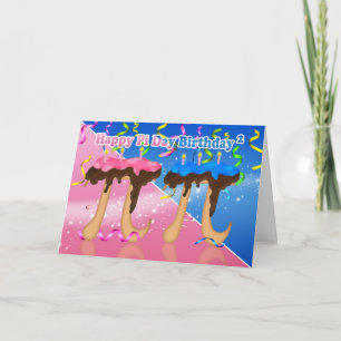 Carte Jumeaux Anniversaire Gâteau Jour 3.14 Mars 14 Cart