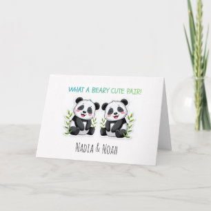 Carte Jumeaux Bébés, Ours Panda, Jumeaux Personnalisés B