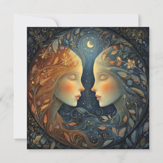 Carte Jumeaux Gémeaux Zodiaque Astrologie Céleste Annive (Devant)