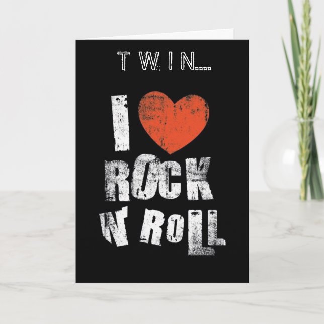 CARTE "JUMELLE" J'AIME LE ROCK AND ROLL ET "VOUS" FÊTE D (Devant)