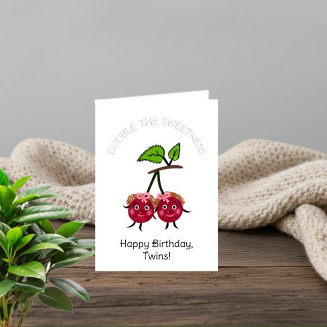 Carte jumelles filles cerise (Créateur téléchargé)
