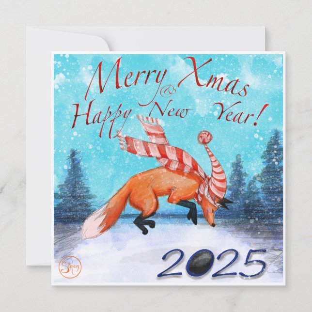 Carte Jumping Fox Xmas Card (Devant)