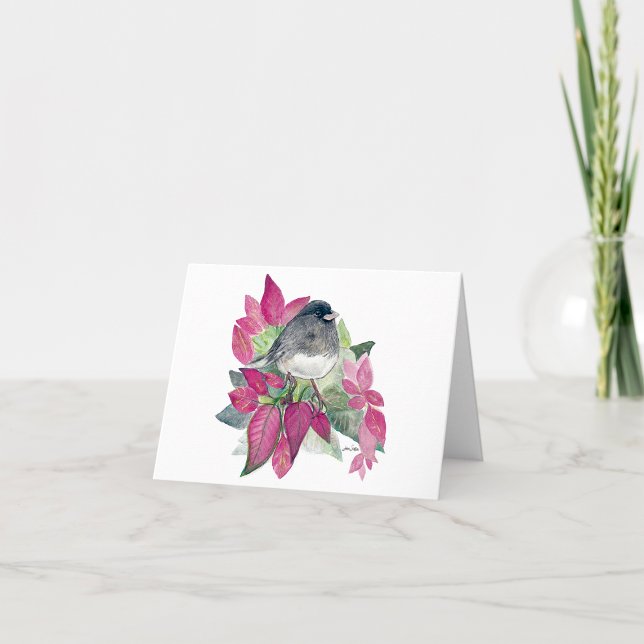 Carte Junco Beauticolor Note (Beautiful Watercolor Colored Pencil Dark Eyed Junco Blank Note Cards from Jenn Steffen Art)