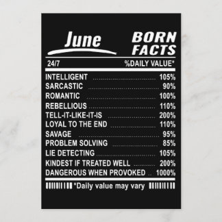 Carte june born facts t-shirts d'anniversaire