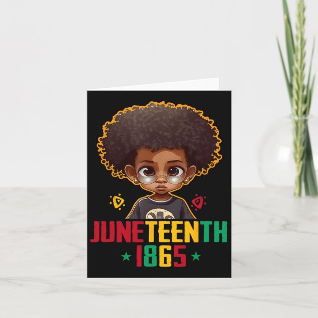 Carte Juneteenth Célébrant 1865 Roi à la peau brune cool (Devant)