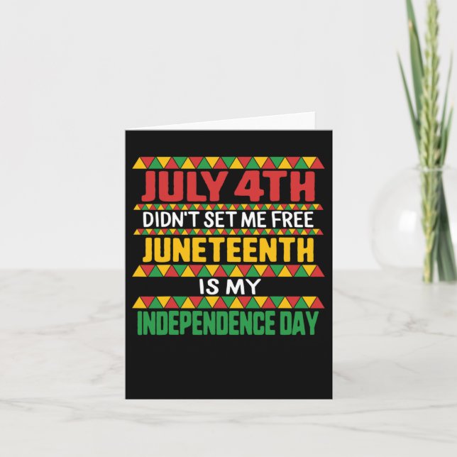 Carte Juneteenth Day Ancêtres Libres 1776 Juillet 4th No (Devant)