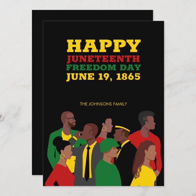 Carte Juneteenth Fête de la liberté des Afro-Américains  (Devant / Derrière)