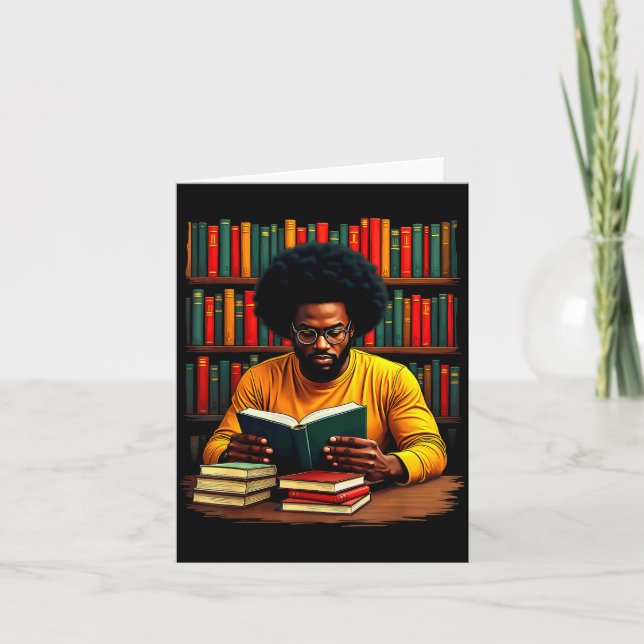 Carte Juneteenth homme noir lisant des livres  (Devant)