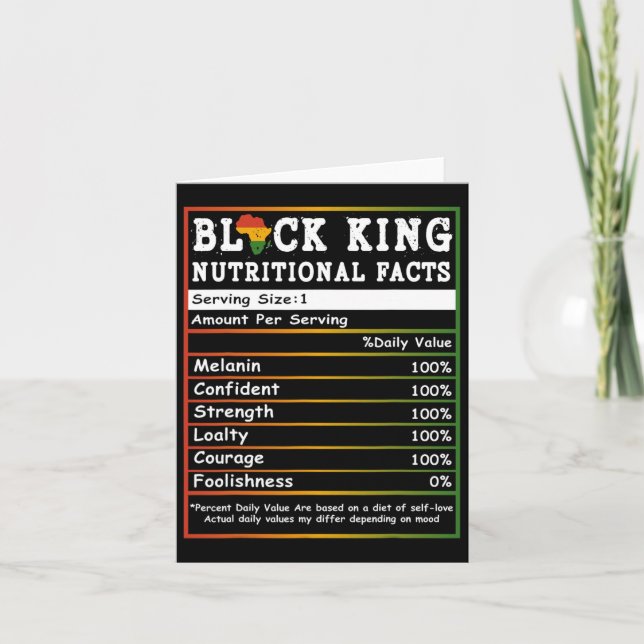 Carte Junetten Black King Faits nutritionnels Melanin Me (Devant)