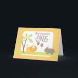 Carte Jungle Lion et Hippo Joyeux 1er anniversaire<br><div class="desc">Une carte d'anniversaire mignonne pour souhaiter à un enfant un joyeux 1er anniversaire avec deux des animaux populaires de la jungle - un lion et un hippopotame portant des casquettes de fête et tenant à des ballons. Le nom à l'avant et le texte à l'intérieur de la carte peuvent être...</div>