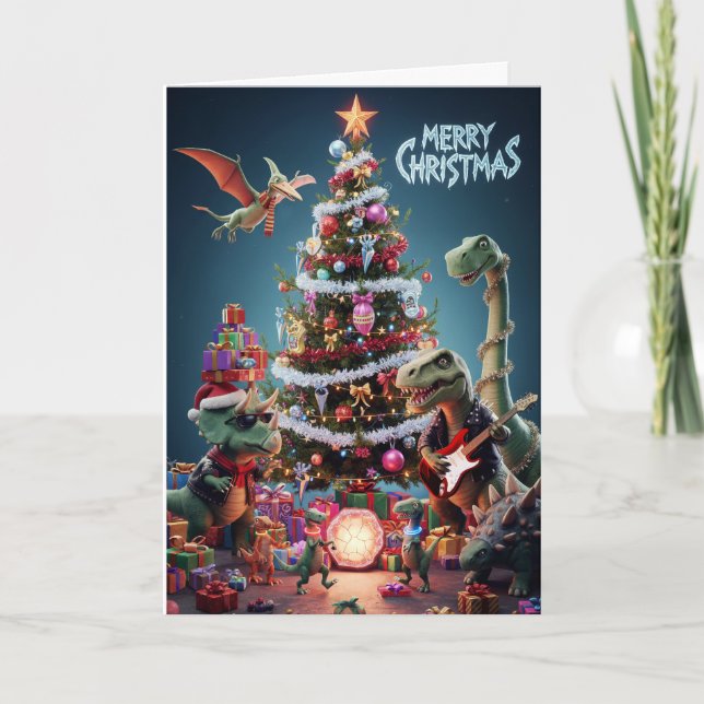 Carte Jurassic Jingle Bell Rock Christmas Dinosaur (Devant)
