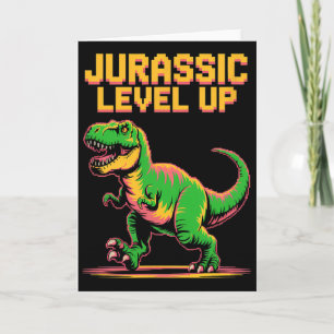 Carte Juric Level Up Pixel Dinosaur Anniversaire Joueur 
