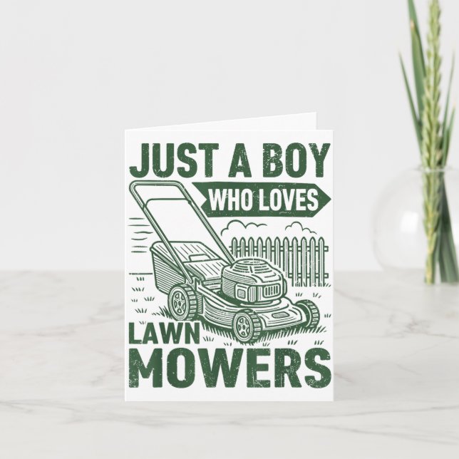 Carte Just A Boy Who Loves Lawn Mowers Lawn Garden  (Devant)
