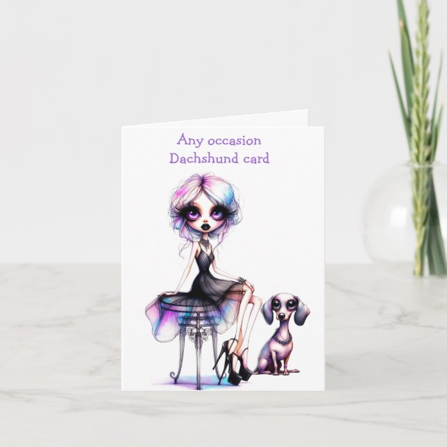 Carte Just a Girl and Her Dachshund Dog Card (Devant)