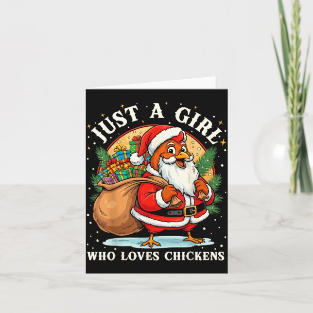 Carte Just A Girl Who Loves Chickens Christmas Farm Anim (Devant)