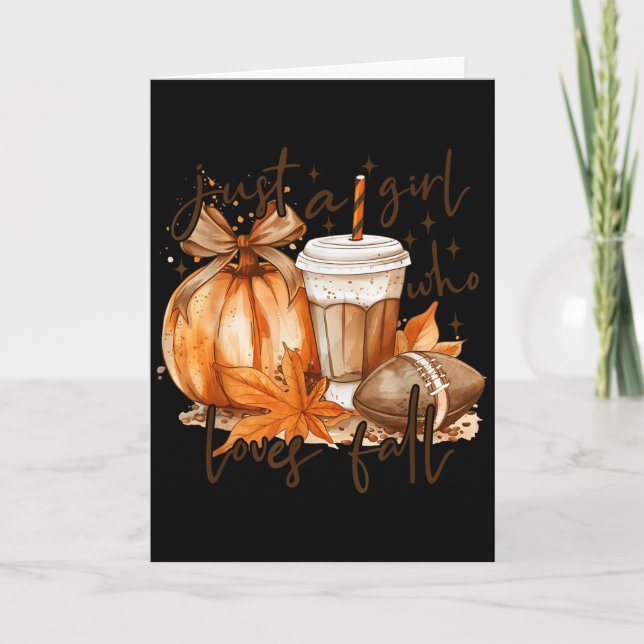 Carte Just A Girl Who Loves Fall Pumpkin Cozy Autumn Fal (Devant)