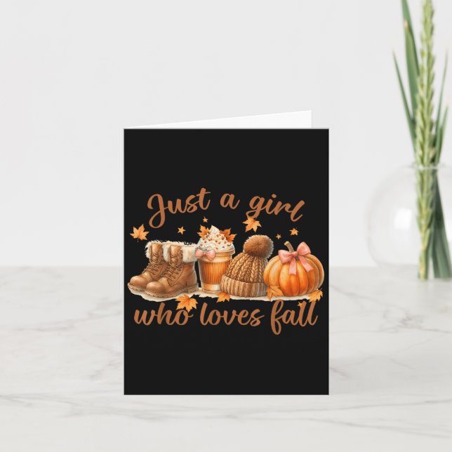 Carte Just A Girl Who Loves Fall Pumpkin Cozy Autumn Wom (Devant)
