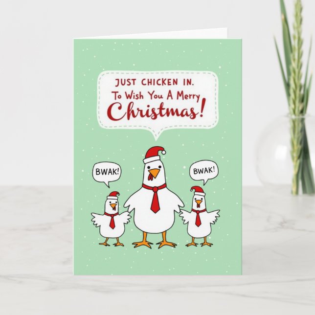Carte Just Chicken In Pun Funny Christmas Holiday Card (Devant)