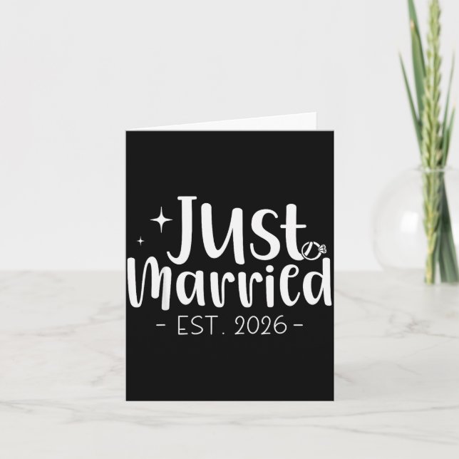 Carte Just Married 2026 Honeymoon Wedding Couples Fiance (Devant)
