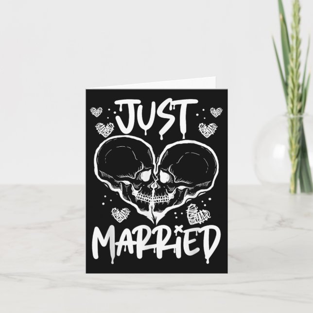 Carte Just Married Halloween Skeleton Bride And Groom We (Devant)