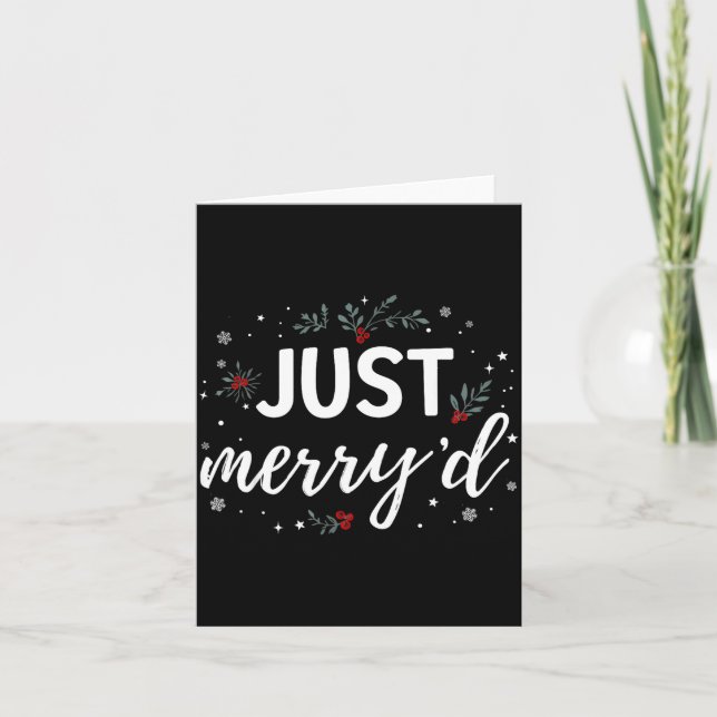 Carte Just Merry'd Matching Christmas Wedding Party Marr (Devant)