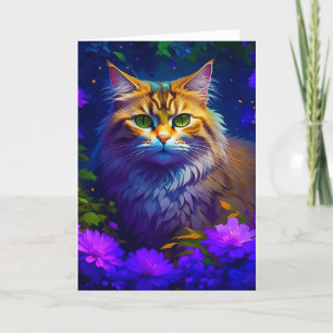 Carte Juste Archiver Cute Kitty Chat en Fleurs