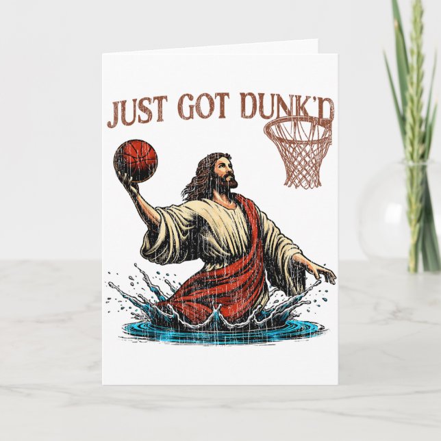 Carte Juste été dunké Funny Baptême Jésus Christian Bask (Devant)