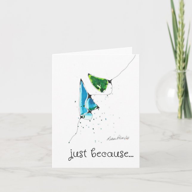 Carte Juste parce que, Art Abstrait, Art Cellulaire Bleu (Devant)