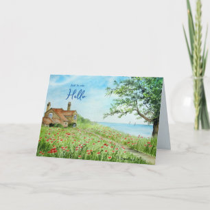 Carte Juste pour dire bonjour Champ de coquelicots Peint
