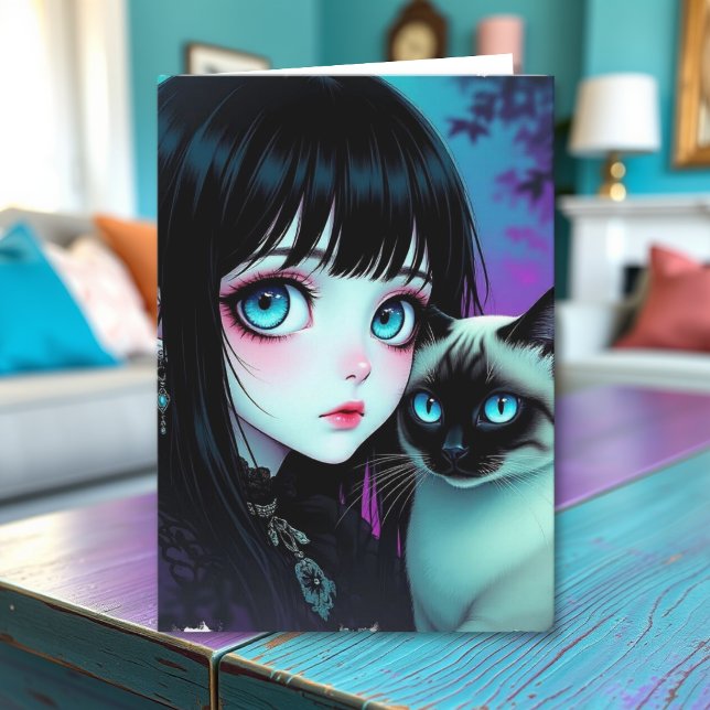 Carte Juste prendre de vos nouvelles | Fille Anime a  (Créateur téléchargé)