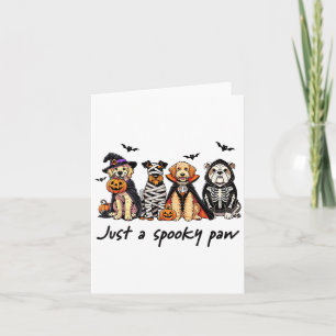 Carte Juste Un Chien Drôle Paw Éffrayant Halloween Ghost
