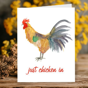 Carte Juste un poulet en aquarelle colorée de poulet drô