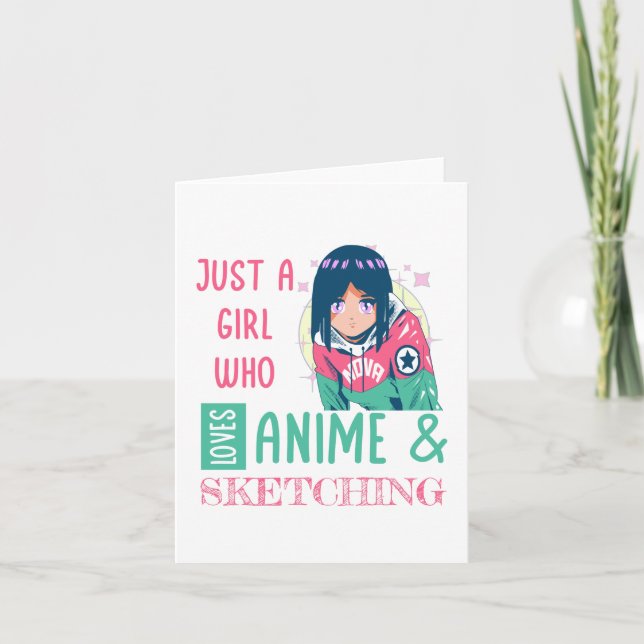 Carte Juste une fille qui aime l'anime et le dessin (Devant)